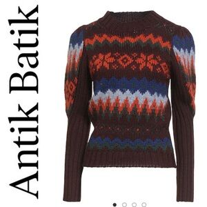 NWT Anthropologie x Antik Batik Rust Roloh Pull Sweater XS:36